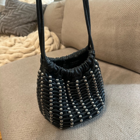 Zara Handbags - Black Zara  Studded Bucket Bag